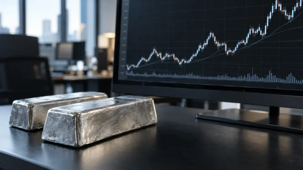 Silver price forecast for 2026 with silver bullion and market chart